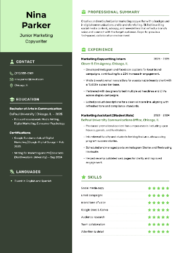 Junior Marketing Copywriter CV