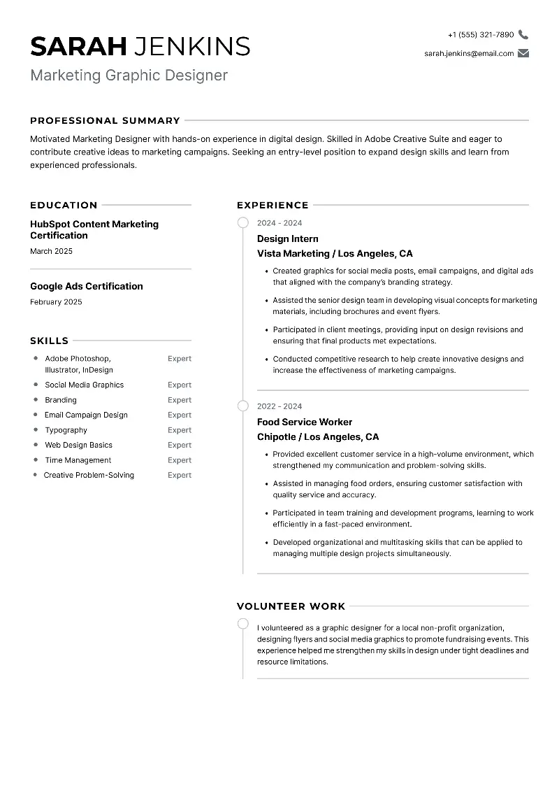 Marketing Graphic Designer Resume