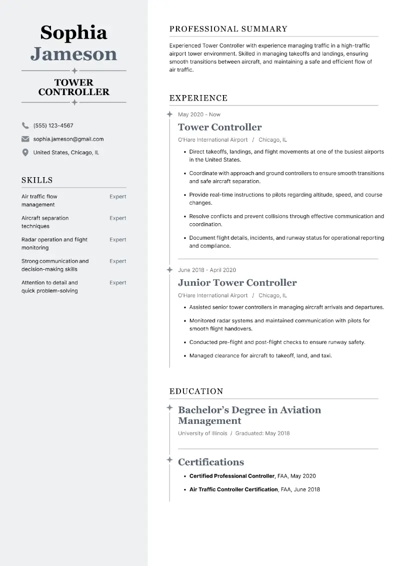 Air Traffic Controller Resume Examples and Templates