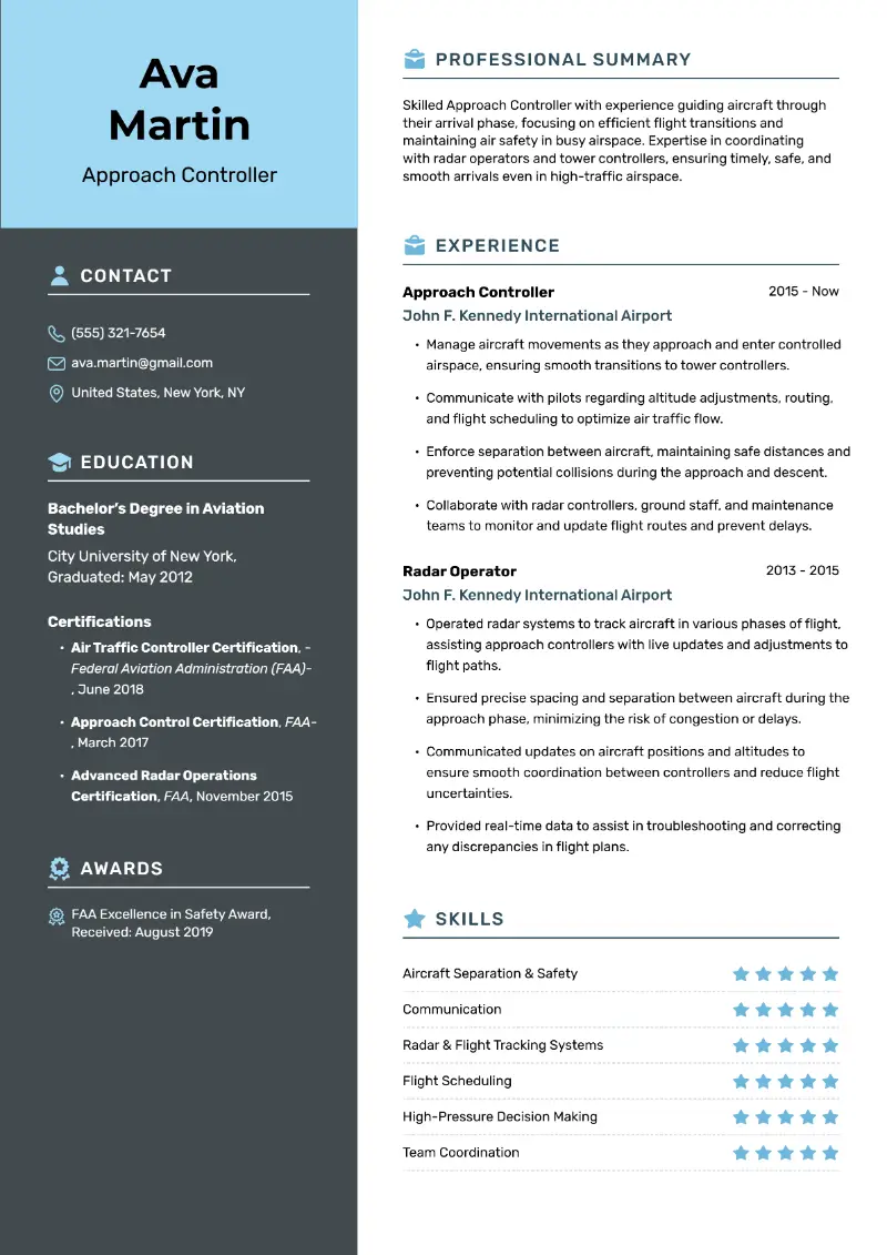 Approach Controller Resume