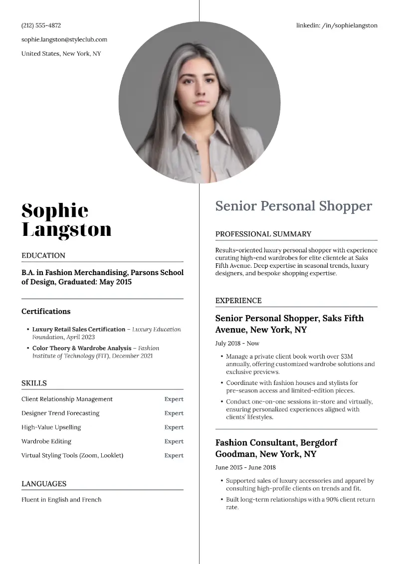  Personal Shopper Resume Examples for 2025