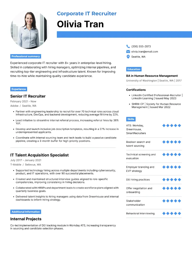 IT Recruiter Resume Examples & Writing Guide for 2025