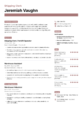 Shipping Clerk Resume