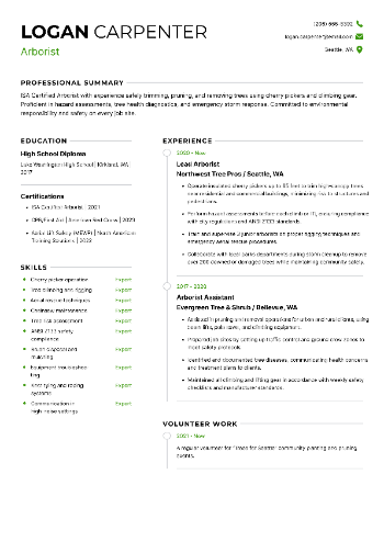 Arborist CV Example
