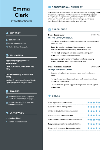 Event Coordinator Resume