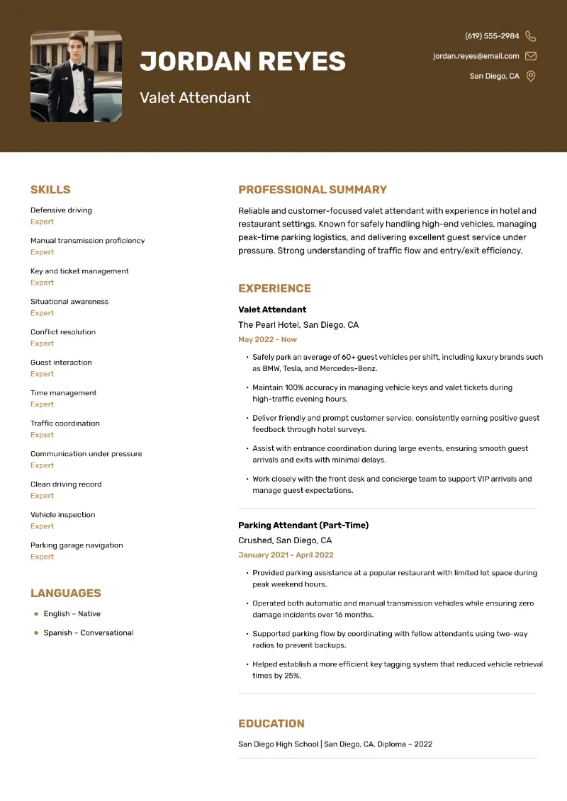 3 Perfect Valet Resume: Templates & Writing Tips for 2026