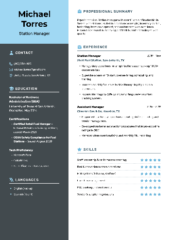 Station Manager  Resume