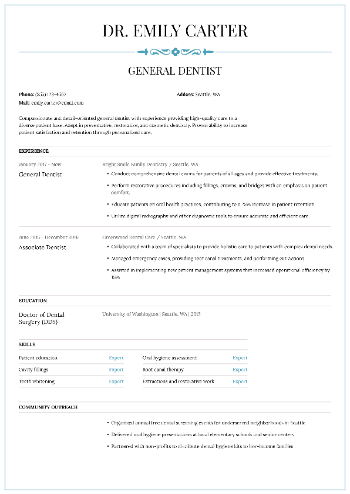 General Dentist Resume