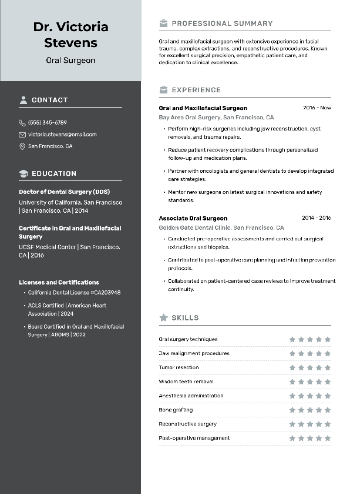 Oral Surgeon Resume