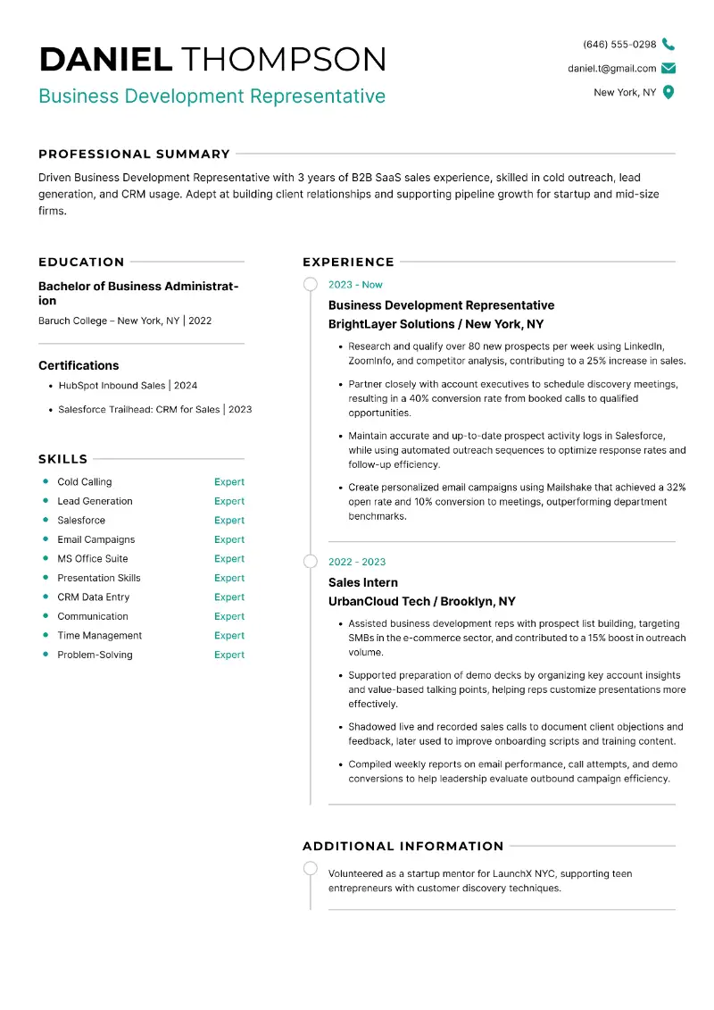 Business Development Resume Examples, Summary, Format