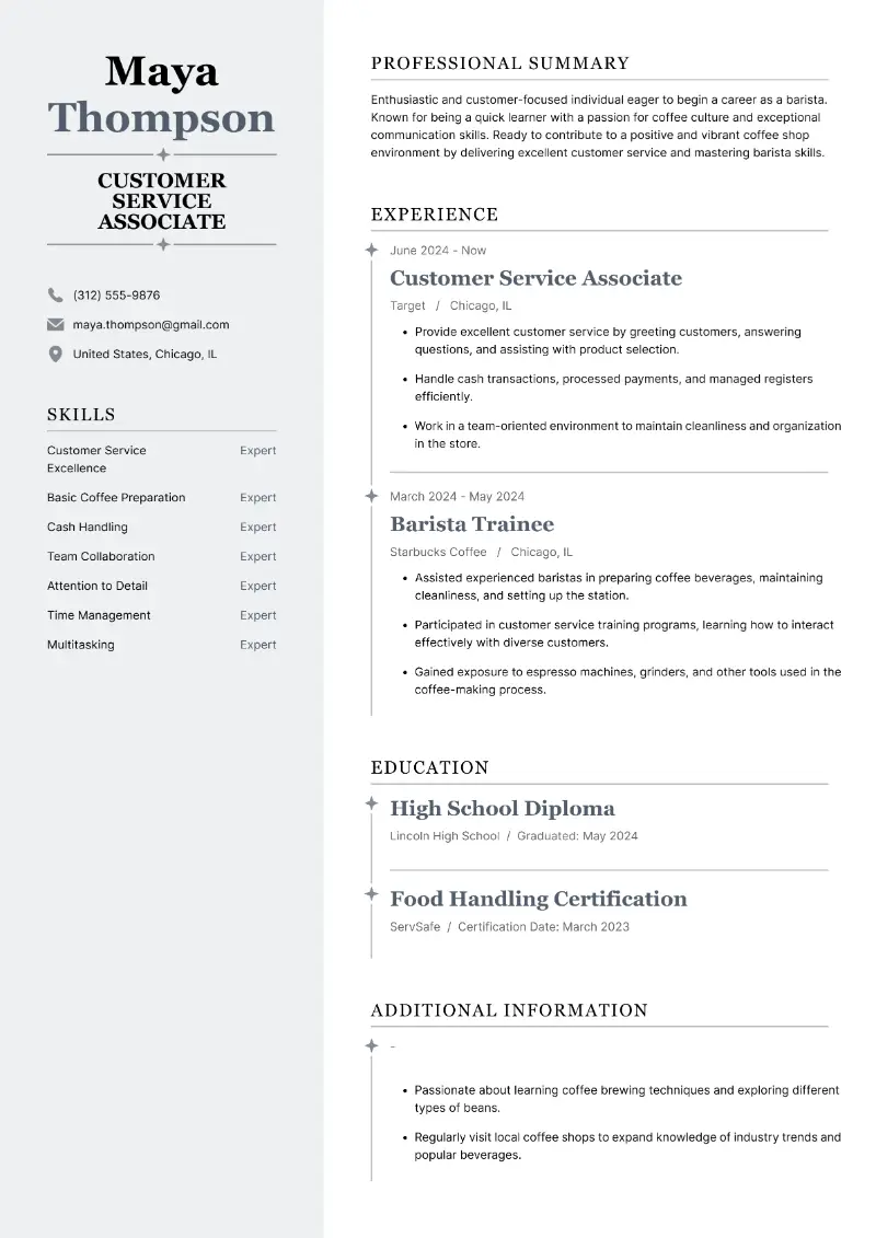 Writing a Resume for Barista With no Experience in 2026
