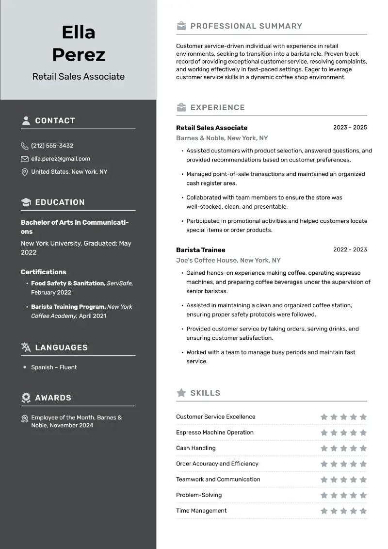 Retail Sales Associate  Resume