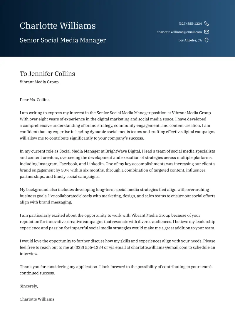 Social Media Manager Cover Letter: Examples and Tips