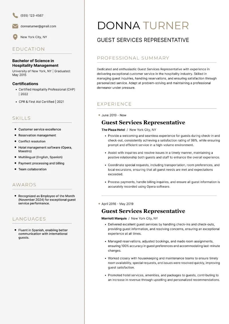 Guest Services Resume Examples + Templates for 2026