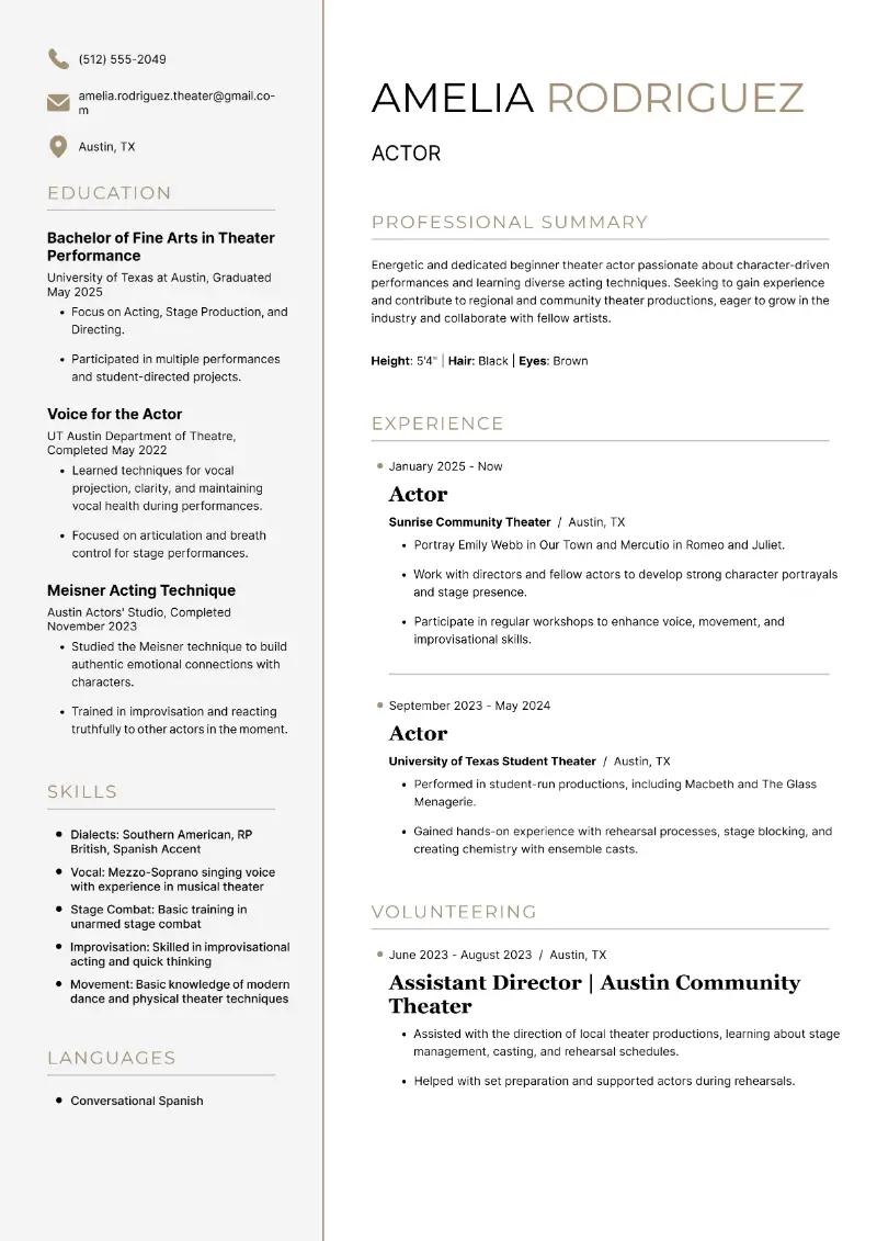Actor Resume