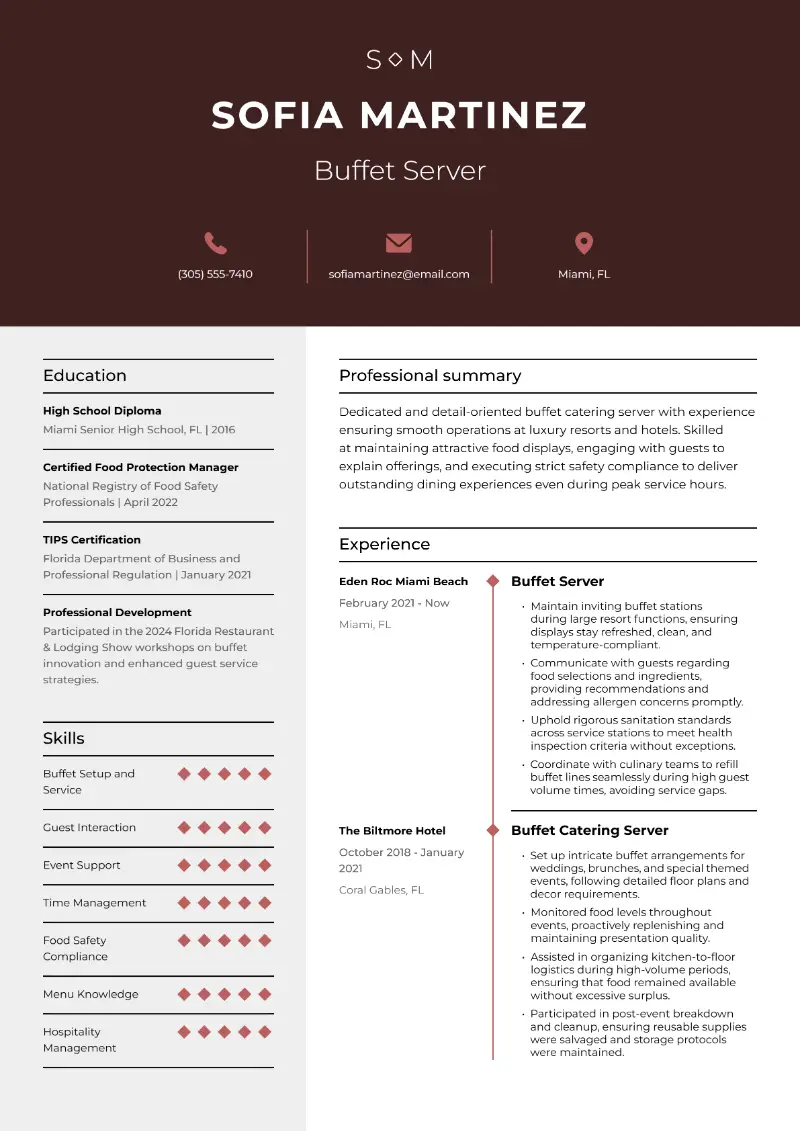 Buffet Server Resume