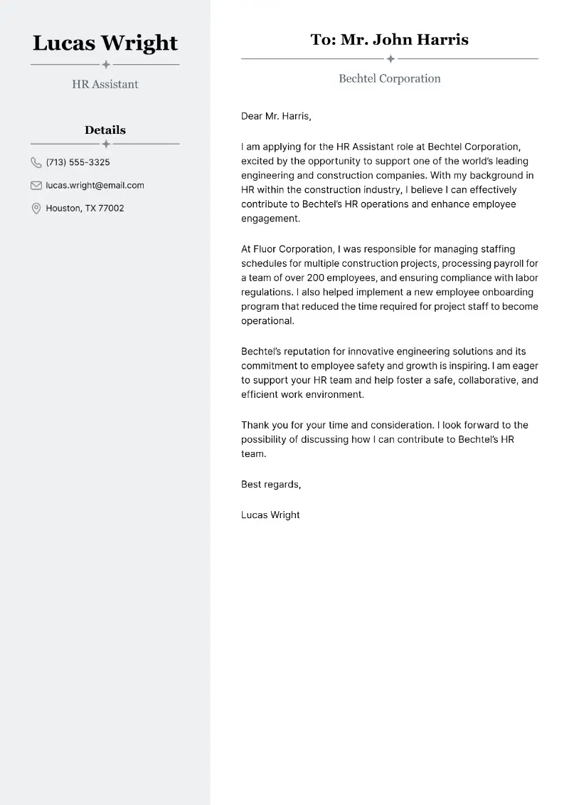 HR Assistant Cover Letter