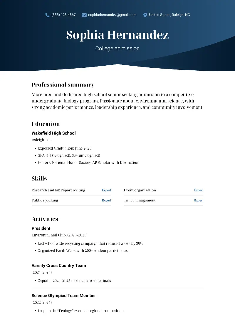 4 High School Resume Examples & Templates for 2026