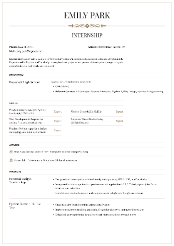 Internship  Resume Internship  Resume