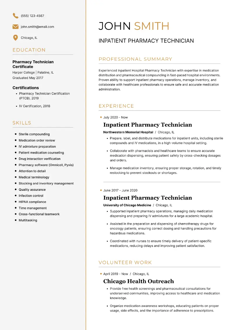 Hospital Pharmacy Technician Resume: Examples and Skills