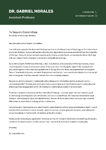 Assistant Professor Cover Letter