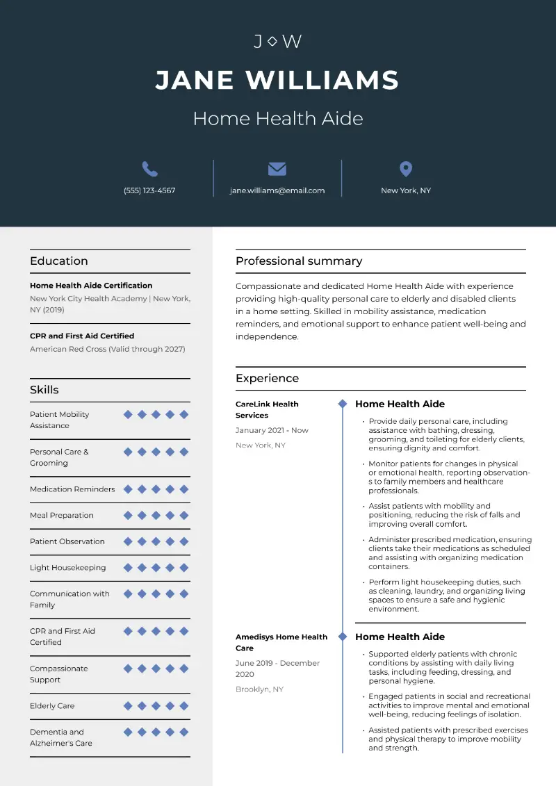 Home Health Care Resume Examples + Expert Writing Advice