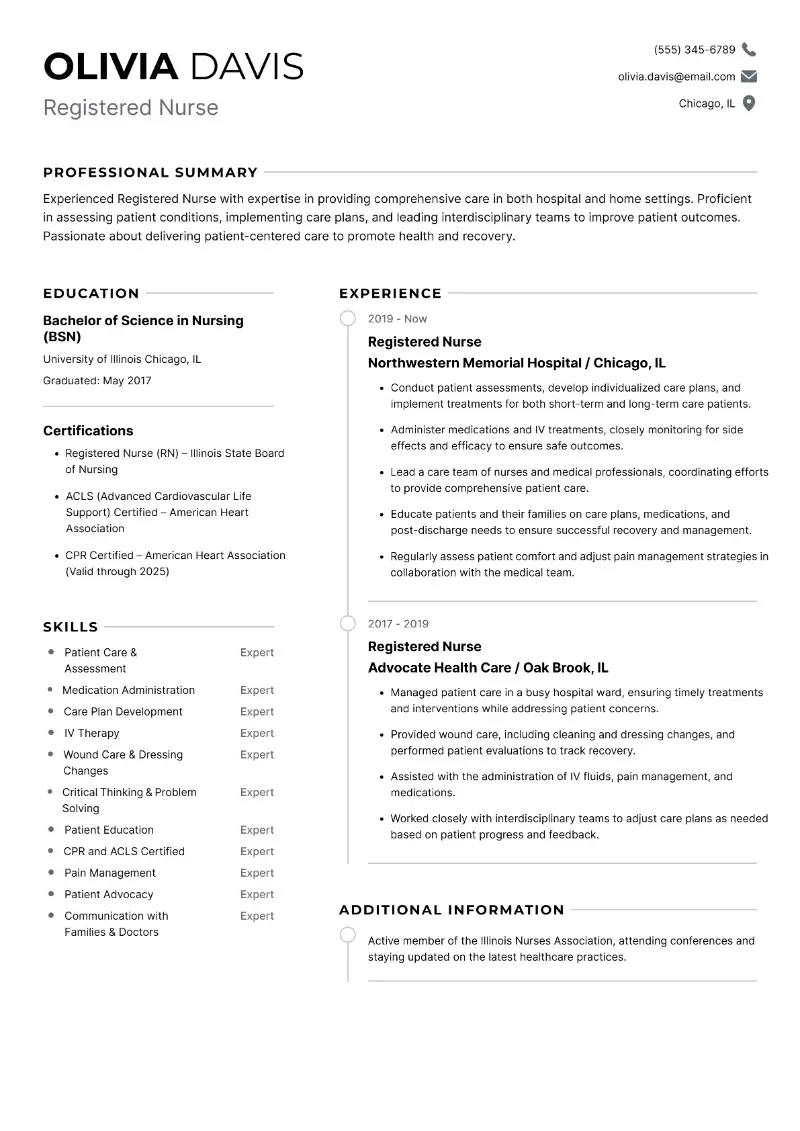 Registered Nurse Resume