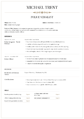 Police Sergeant CV