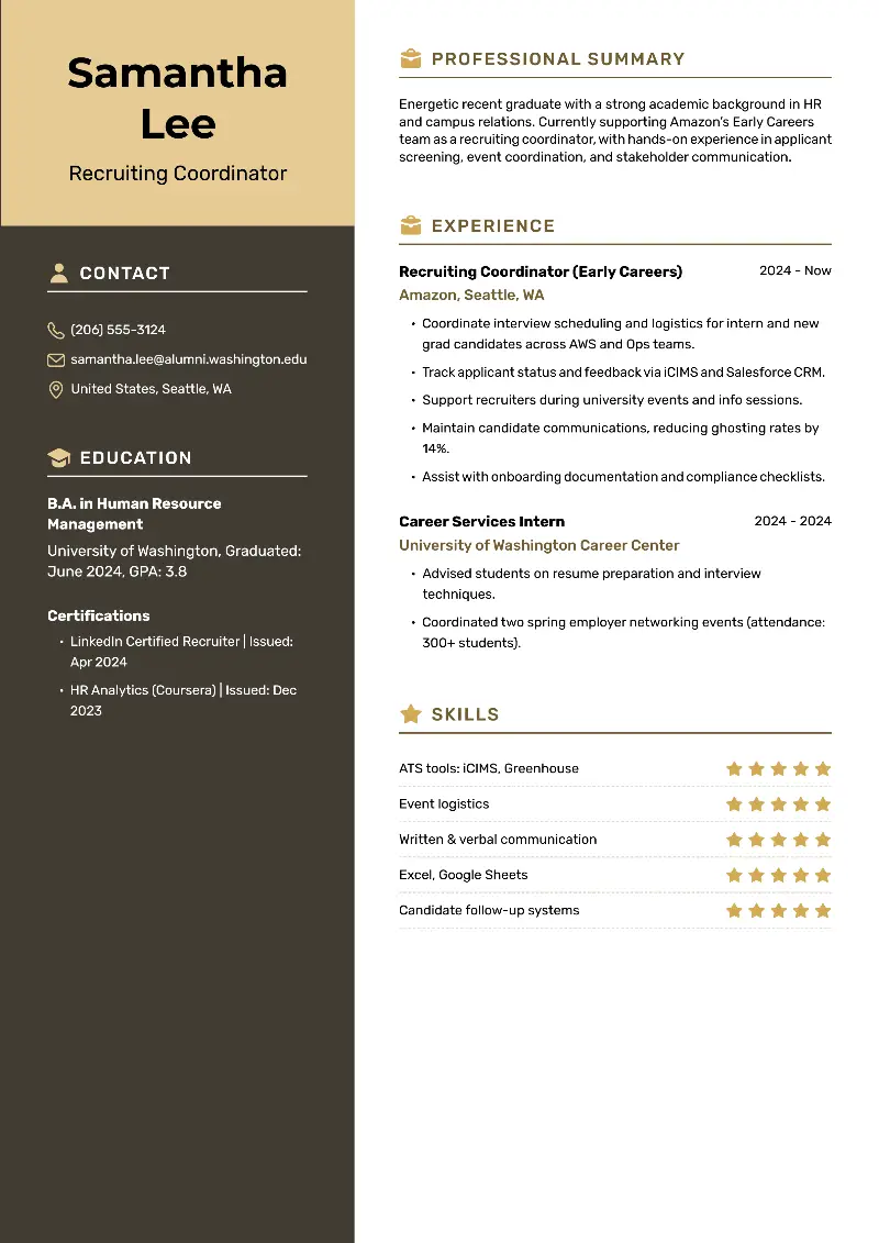 Campus Recruiter Resume Examples and Free Templates for 2026