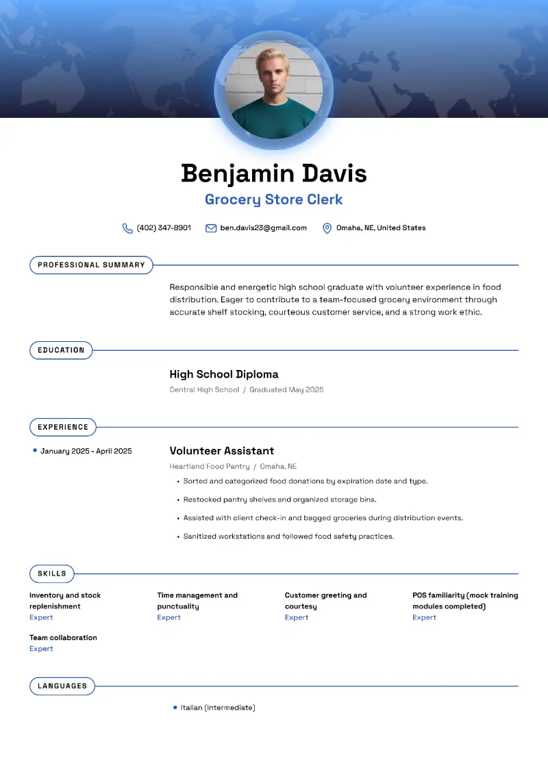 Grocery Store Clerk Resume