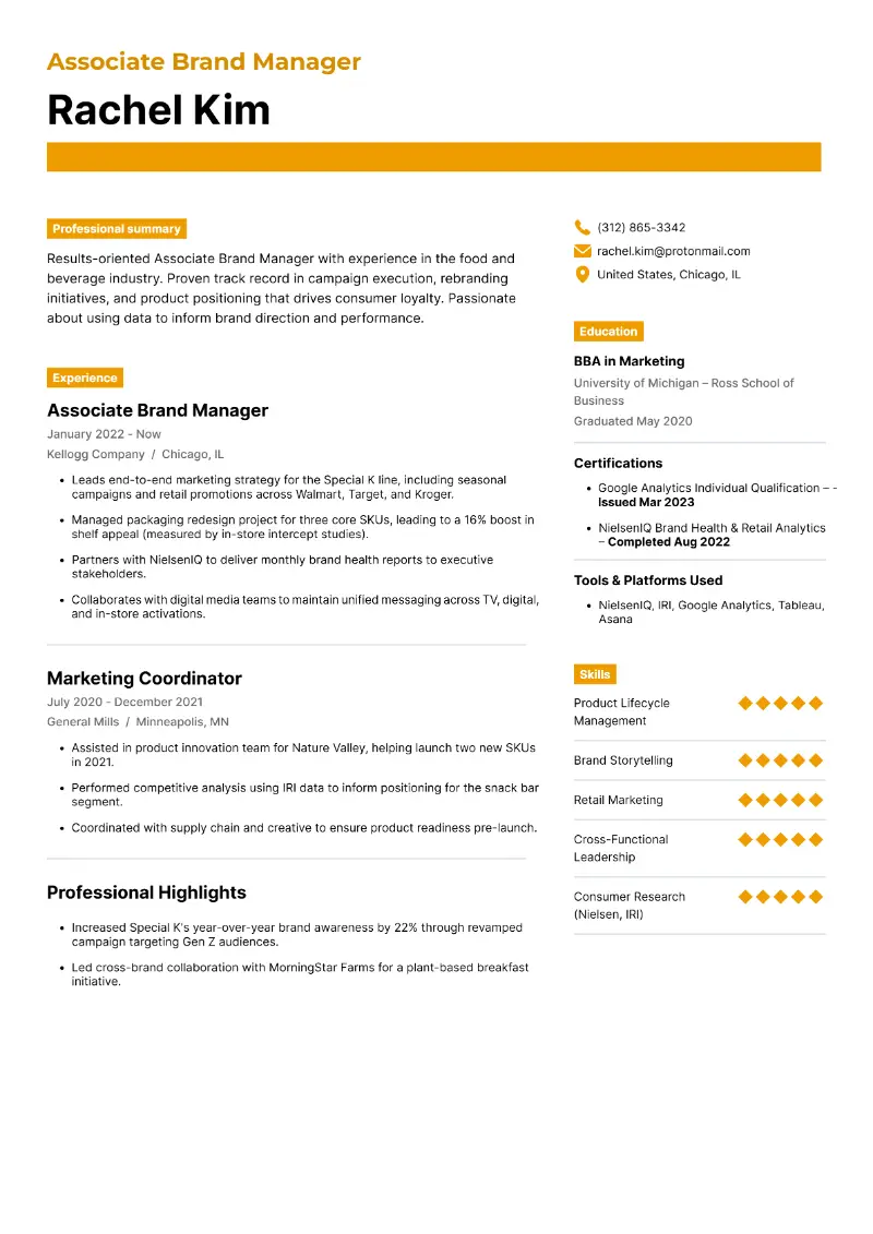 Junior Brand Manager Resume Examples to Land a Job in 2026