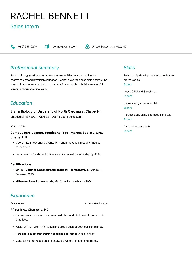 Entry-Level Medical Sales Resume Examples for 2026