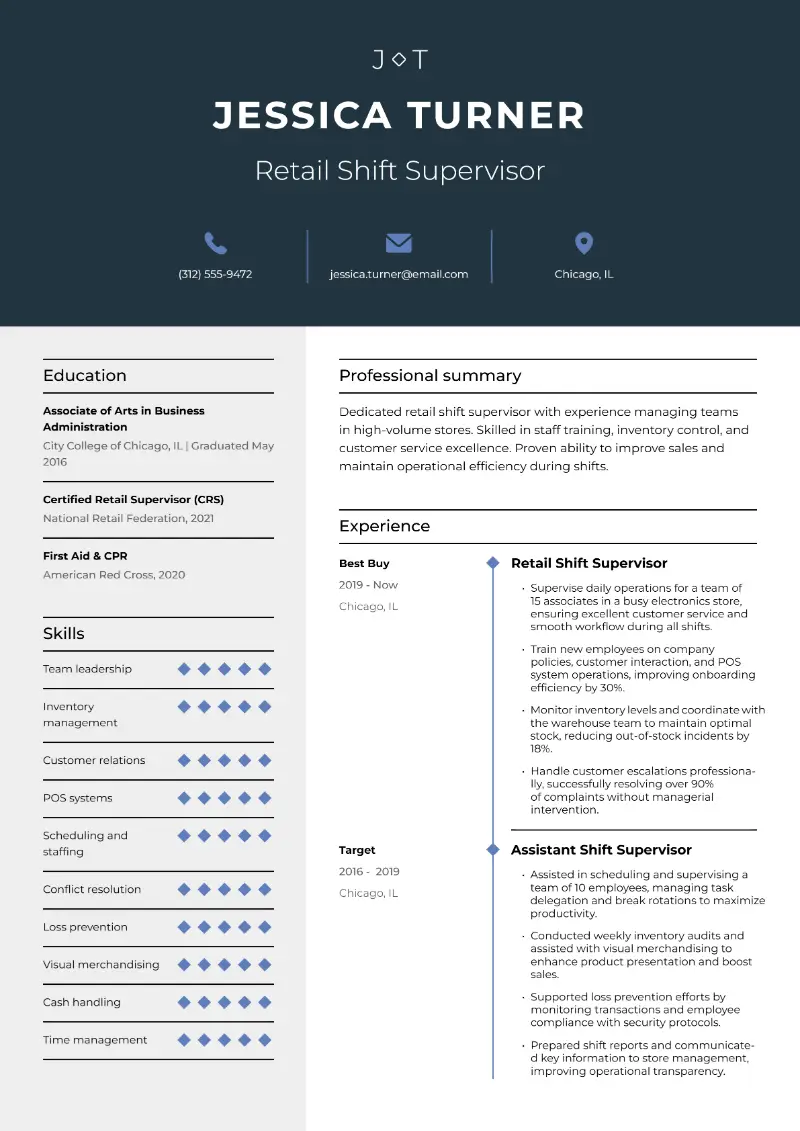 Shift Supervisor Resume Examples and Writing Tips for 2026