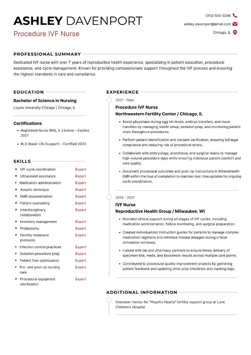 Top IVF Nurse Resume Examples and Tips to Boost Your Career