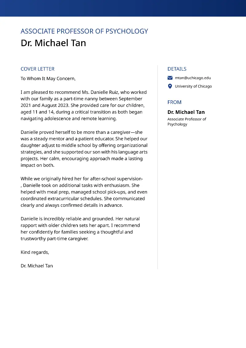 Associate Professor of Psychology Cover Letter