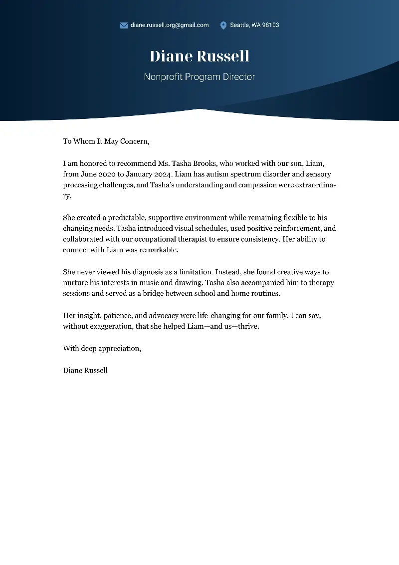 Nonprofit Program Director Cover Letter