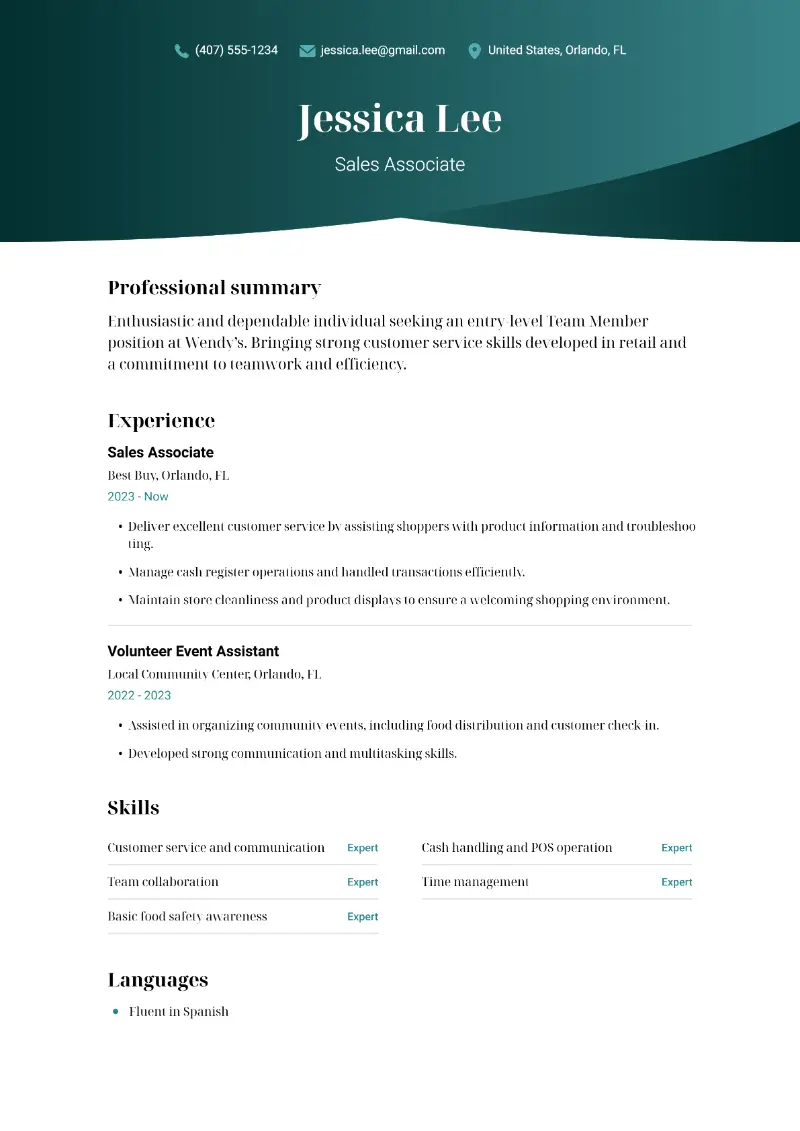 Sales Associate Resume