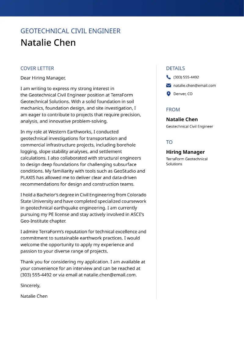 Civil Engineering Cover Letter Examples, Templates & Tips