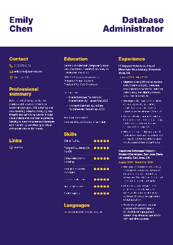 Database Administrator Resume Database Administrator Resume