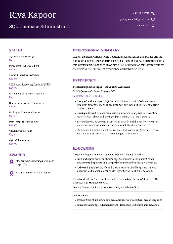 SQL Database Administrator Resume SQL Database Administrator Resume