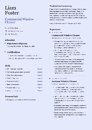 Commercial Window Cleaner Resume Commercial Window Cleaner Resume