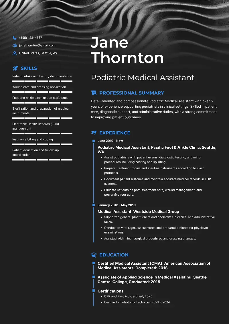 Podiatric Medical Assistant Resume Podiatric Medical Assistant Resume