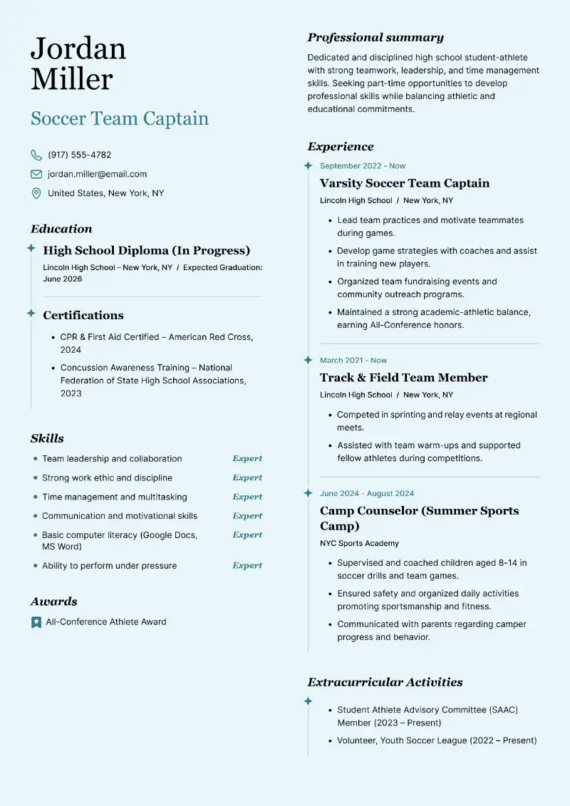 Soccer Team Captain Resume Soccer Team Captain Resume