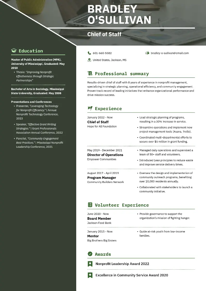 Chief of Staff Resume