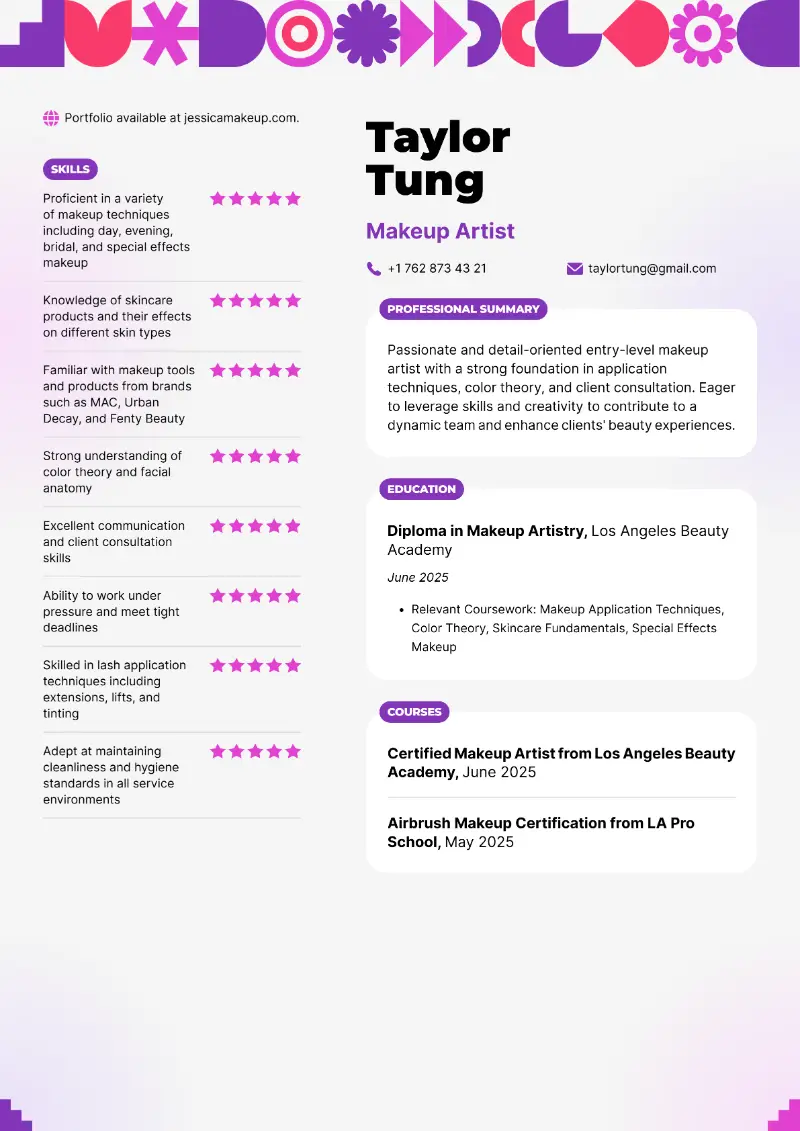 Makeup Artist Resume