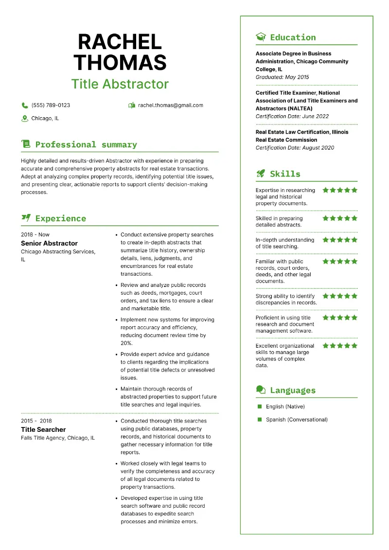 Title Abstractor Resume