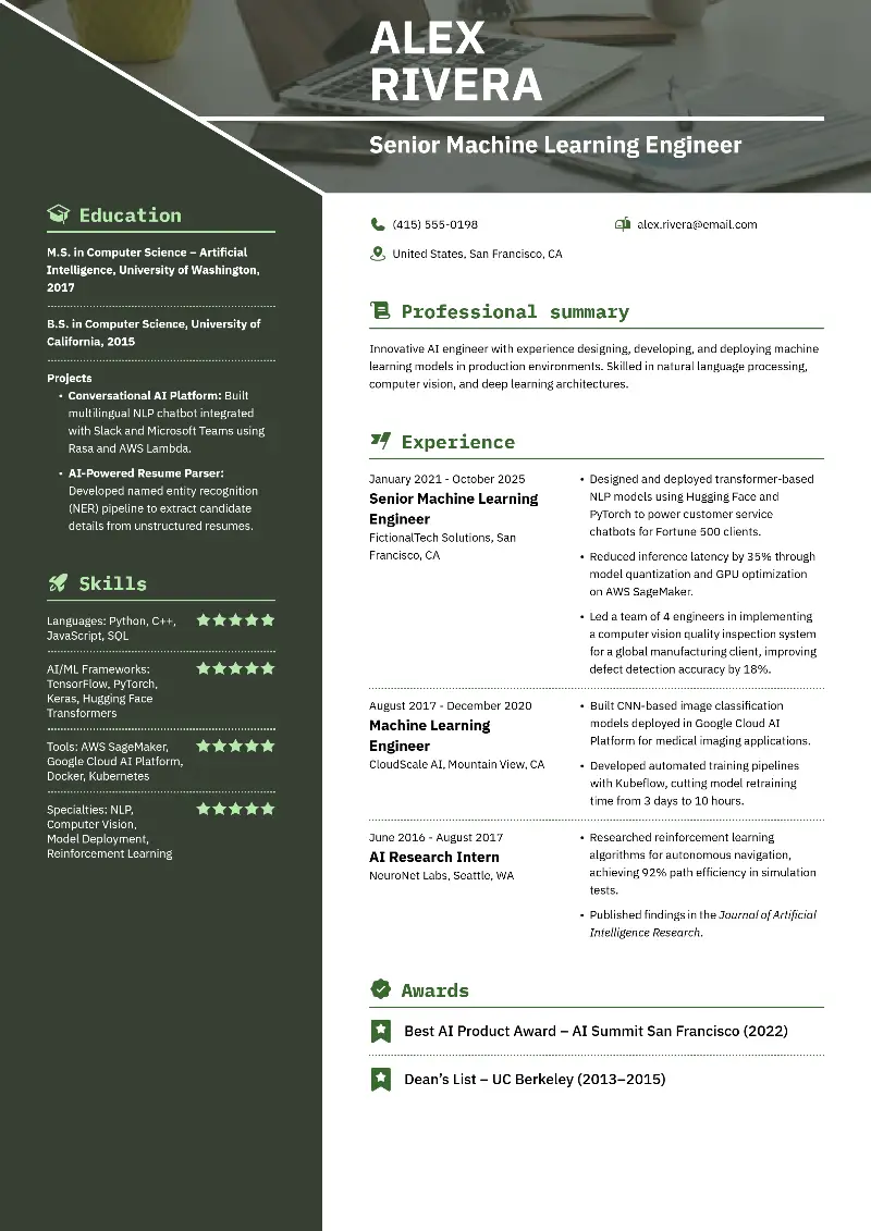 Senior Machine Learning Engineer Resume