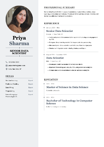 Senior Data Scientist Resume