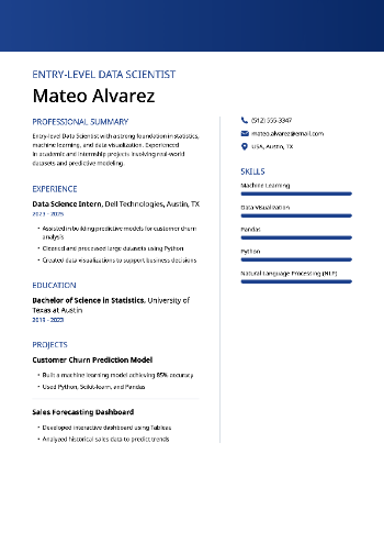 Entry-Level Data Scientist Resume