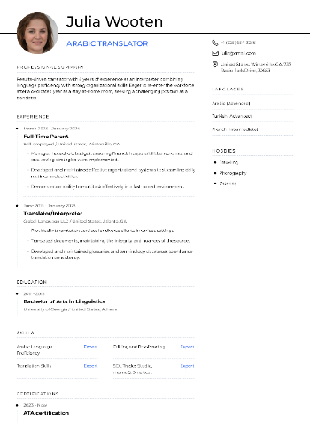 Arabic Translator Resume Arabic Translator Resume